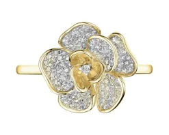 Apart Pierścionek z żółtego złota z diamentami - kwiat - 0,27 ct - próba 585< Pierścionki