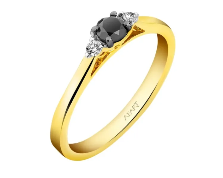 Apart Pierścionek z żółtego złota z brylantami - 0,30 ct - próba 585< Pierścionki