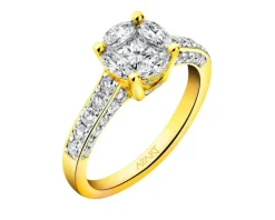 Apart Pierścionek z żółtego złota z diamentami - 0,91 ct - próba 585< Pierścionki