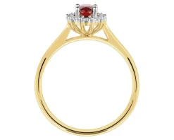 Apart Pierścionek z żółtego złota z diamentami i granatem - próba 585< Wszystkie