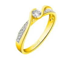 Discount Apart Pierścionek z żółtego złota z brylantami - 0,25 ct - próba 585