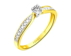 Apart Pierścionek z żółtego złota z brylantem - 0,03 ct - próba 375< Pierścionki