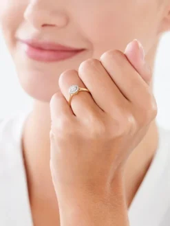 Best Apart Pierścionek z żółtego złota z diamentami - 0,25 ct - próba 585