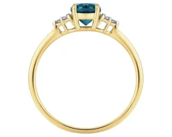New Apart Pierścionek z żółtego złota z brylantami i topazem London Blue - próba 585