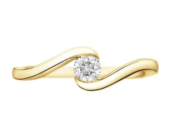 Best Apart Pierścionek z żółtego złota z brylantem - 0,23 ct - próba 750
