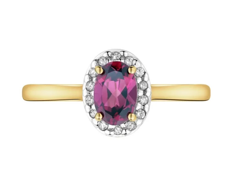 Apart Pierścionek z żółtego złota z diamentami i rodolitem - próba 585< Wszystkie
