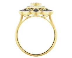 Sale Apart Pierścionek z żółtego złota z diamentami i szafirami - próba 585