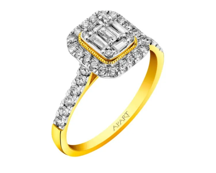 Outlet Apart Pierścionek z żółtego złota z diamentami - 0,50 ct - próba 585