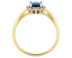 Discount Apart Pierścionek z żółtego złota z diamentami i szafirem - próba 585