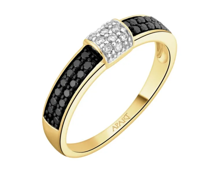 Apart Pierścionek z żółtego złota z brylantami - 0,27 ct - próba 585< Pierścionki