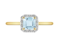 New Apart Pierścionek z żółtego złota z diamentami i topazem Sky Blue - próba 585