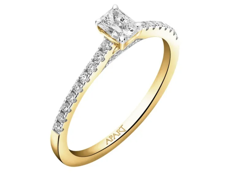 Apart Pierścionek z żółtego złota z diamentami - SI2/H - 0,41 ct - próba 585< Pierścionki