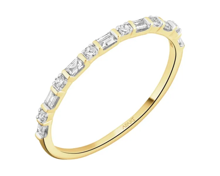 Outlet Apart Pierścionek z żółtego złota z diamentami - 0,15 ct - próba 585