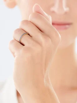 Sale Apart Pierścionek z żółtego złota z diamentem i szafirami syntetycznymi - próba 375