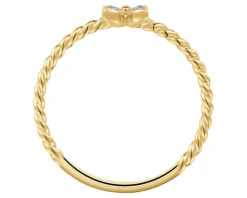 New Apart Pierścionek z żółtego złota z brylantami - kwiat - 0,02 ct - próba 375