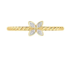 New Apart Pierścionek z żółtego złota z brylantami - kwiat - 0,02 ct - próba 375