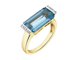 Discount Apart Pierścionek z żółtego złota z diamentami i topazem - próba 585