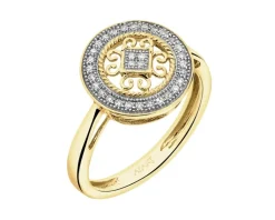 Apart Pierścionek z żółtego złota z diamentami - rozeta - 0,09 ct - próba 585< Pierścionki