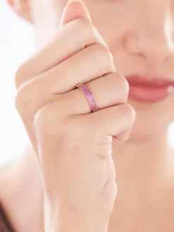 Online Apart Pierścionek z żółtego złota z diamentami i rubinami syntetycznymi - próba 585