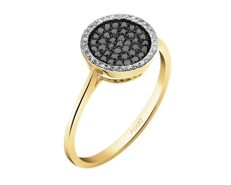 Outlet Apart Pierścionek z żółtego złota z diamentami - 0,21 ct - próba 585