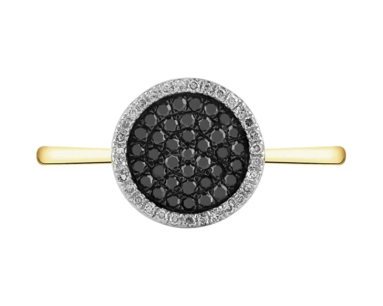 Outlet Apart Pierścionek z żółtego złota z diamentami - 0,21 ct - próba 585