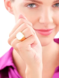 Hot Elixa Pierścionek ze stali szlachetnej z emalią - sygnet