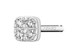 New Apart Pojedynczy kolczyk z białego złota z diamentami - kwadrat - 0,01 ct - próba 585