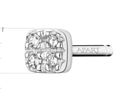 New Apart Pojedynczy kolczyk z białego złota z diamentami - kwadrat - 0,01 ct - próba 585