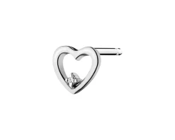 Online Apart Pojedynczy kolczyk z białego złota z diamentem - serce - 0,004 ct - próba 375