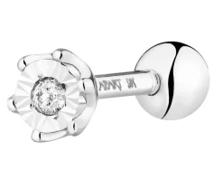 New Apart Pojedynczy kolczyk z białego złota z brylantem do piercingu - 0,01 ct - próba 375