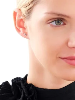 Clearance Apart Pojedynczy kolczyk z białego złota z diamentem - koniczyna, serce - 0,002 ct - próba 375