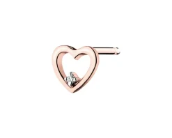 Apart Pojedynczy kolczyk z różowego złota z diamentem - serce - 0,004 ct - próba 375< Kolczyki Z Diamentami
