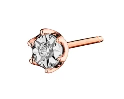 Apart Pojedynczy kolczyk z różowego i białego złota z brylantem - 0,01 ct - próba 375< Kolczyki Z Diamentami
