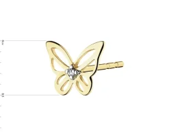 Online Apart Pojedynczy kolczyk z żółtego złota z diamentem - motyl - 0,002 ct - próba 375
