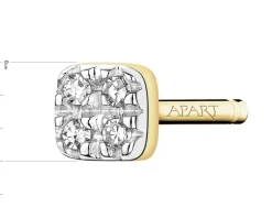Apart Pojedynczy kolczyk z żółtego złota z diamentami - kwadrat - 0,01 ct - próba 375