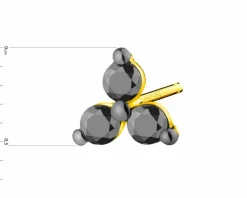 New Apart Pojedynczy kolczyk z żółtego złota z czarnymi brylantami - 0,09 ct - próba 375