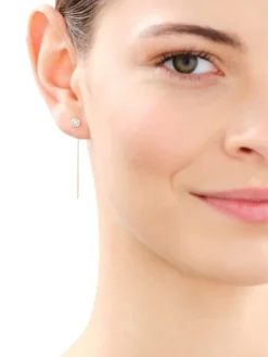 Discount Apart Pojedynczy kolczyk z żółtego i białego złota z brylantem - 0,01 ct - próba 375