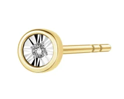 Outlet Apart Pojedynczy kolczyk z żółtego i białego złota z diamentem - 0,005 ct - próba 375