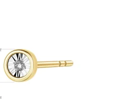 Outlet Apart Pojedynczy kolczyk z żółtego i białego złota z diamentem - 0,005 ct - próba 375