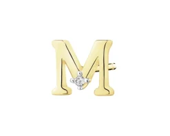 Apart Pojedynczy kolczyk z żółtego złota z diamentem - litera M - 0,004 ct - próba 375< Wszystkie