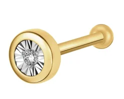 Apart Pojedynczy kolczyk z żółtego i białego złota z brylantem do piercingu - 0,01 ct - próba 585< Kolczyki Z Diamentami