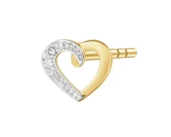 Apart Pojedynczy kolczyk z żółtego złota z diamentem - serce - 0,003 ct - próba 375< Wszystkie