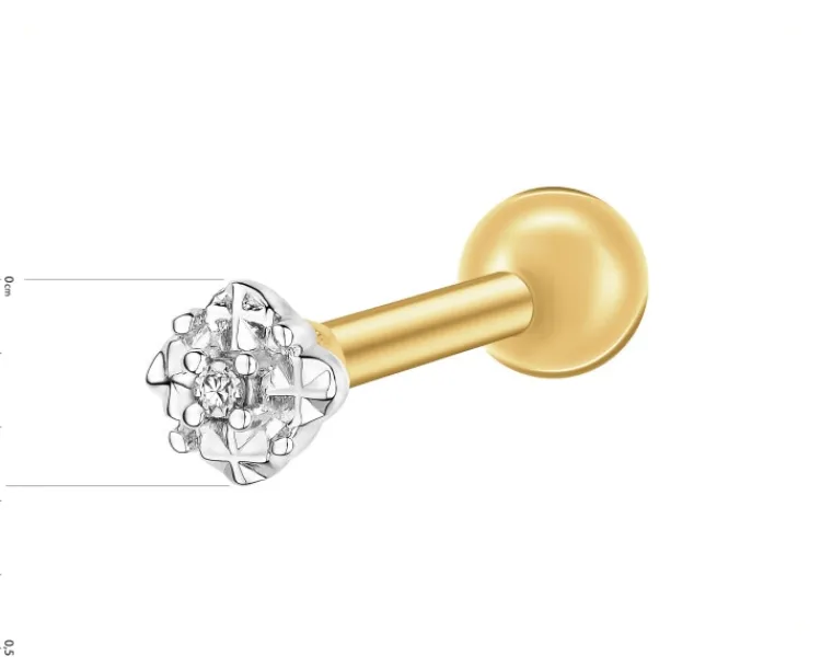 Apart Pojedynczy kolczyk z żółtego złota z diamentem do piercingu - 0,003 ct - próba 375< Wszystkie