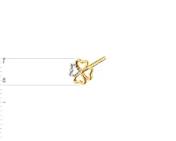 Apart Pojedynczy kolczyk z żółtego złota z diamentem - koniczyna, serce - 0,002 ct - próba 375< Kolczyki Z Diamentami
