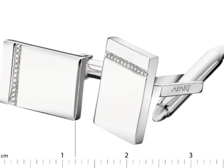 Online Apart Spinki do mankietów z białego złota z diamentami - 0,06 ct - próba 585