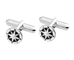 Apart Spinki srebrne do mankietów z emalią - kompas< Wszystkie