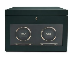 Wolf British Racing Double Watch Winder with storage Green< Zegarki Męskie