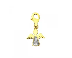 Sale Apart Zawieszka charms z żółtego złota z diamentami - aniołek - 0,01 ct - próba 375