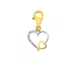 Hot Apart Zawieszka charms z żółtego złota z diamentami - serca - 0,01 ct - próba 375