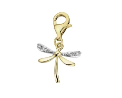 Apart Zawieszka charms z żółtego złota z brylantami - ważka - 0,04 ct - próba 375< Charms Z Diamentami
